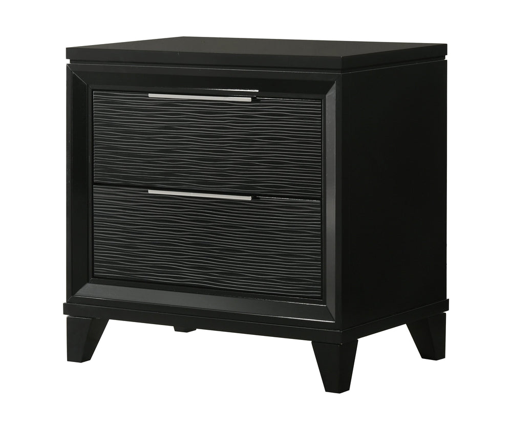English Elm 1pc White Wood Two-drawer Nightstand Textured Finish Modern Bedroom Storage Piece B2741P486338