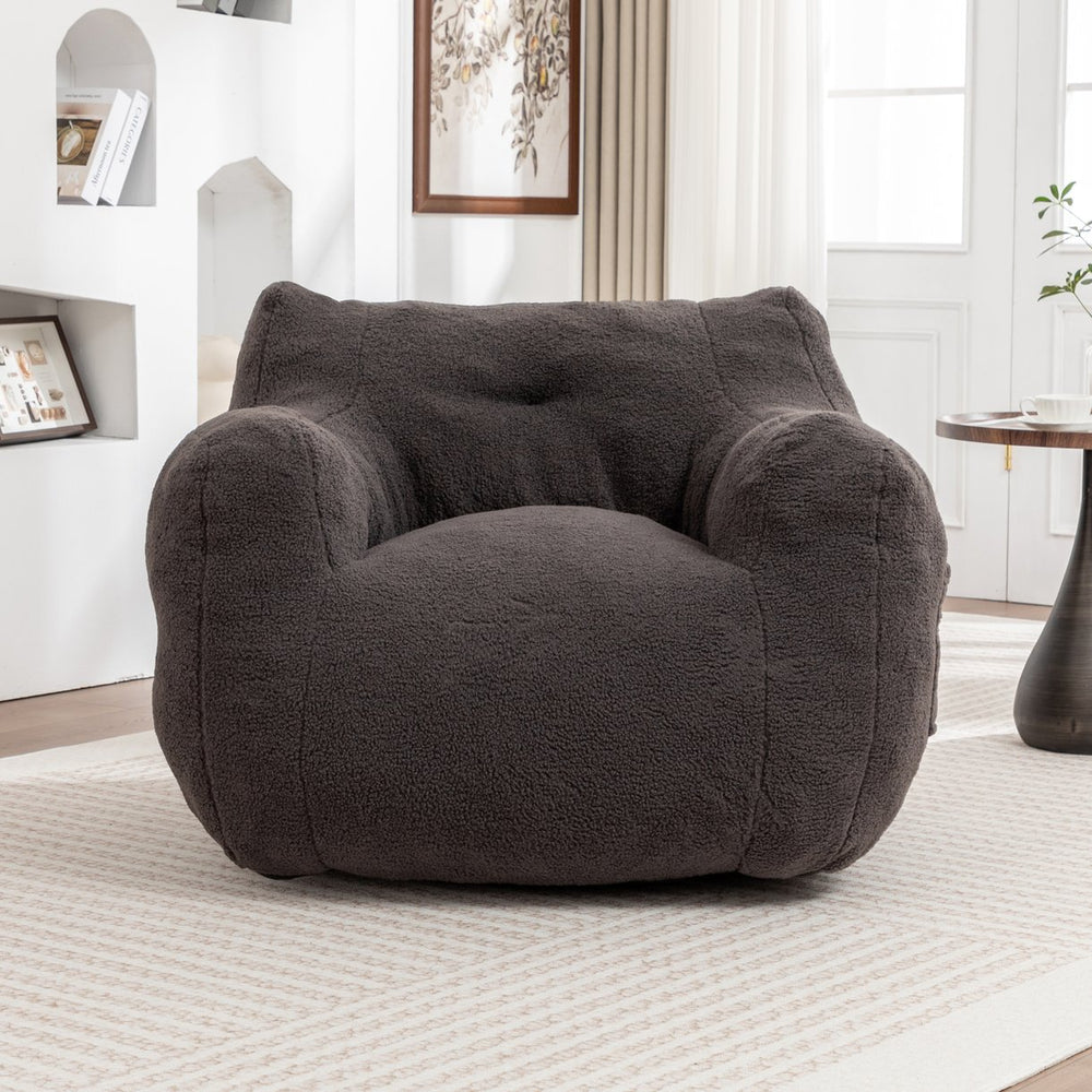 English Elm Bean Bag Chair Memory Foam Sofa with Armrests Removable Cover Non-Slip Base Cozy Lounger for Adults Dark Gray W2200P266291