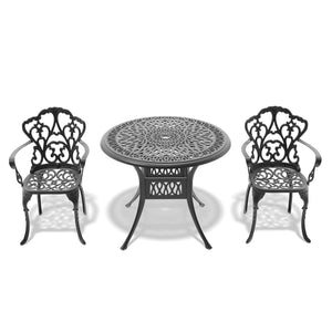 English Elm 3-Piece Cast Aluminum Patio Furniture Set With Beige Cushions For Cozy Outdoor Dining Spaces W1710S00053