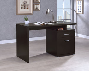 English Elm 1pc Contemporary Sleek Desk 47.25" Compact Home Office Table with Reversible Drawer and File Storage Cappuccino 50.75 L x 26 W x 5.91 H B011P362574