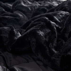 English Elm 2 Piece Twin Faux Fur Comforter Set Plush Long Pile Lodge Style Cozy Bedding Black B035P319599