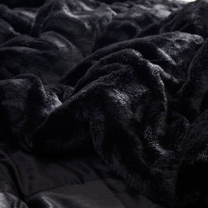 English Elm 3 Pcs King/Cal King Luxurious Solid Faux Fur Comforter Mini Set - Cozy Black Elegance For Your Bedroom B035P319601