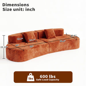English Elm 108.6-inch Curved Velvet Sectional Frameless Cloud Sofa for Modern Living Spaces W3108P412353
