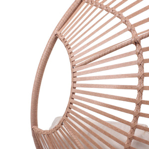 English Elm Elegant Woven Pe Rattan Hanging Egg Chair Galvanized Steel Frame Outdoor Patio Lounge Natural W3979P392989