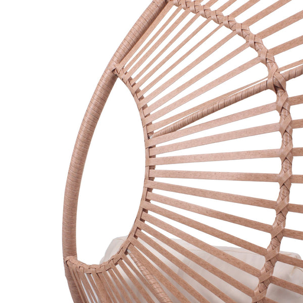 English Elm Elegant Woven Pe Rattan Hanging Egg Chair Galvanized Steel Frame Outdoor Patio Lounge Natural W3979P392989