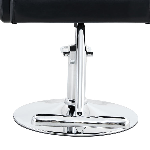 English Elm Fashionable Hydraulic Salon Chair Black Pu Leather Swivel Seat for Styling Studios W1151P361700