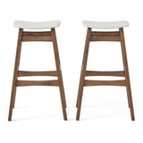 Christopher Knight Home® - Noble House - Emmaline Light Beige Fabric/ Walnut Finish Bar Stool (Set Of 2)