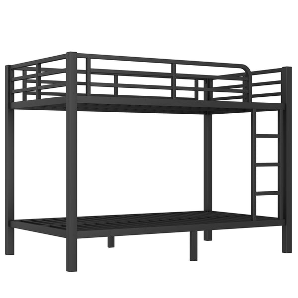 English Elm Metal Twin Over Twin Bunk Bed – Heavy-Duty Steel, Space-Saving Design, No Box Spring Needed, Black Finish W1580P372862