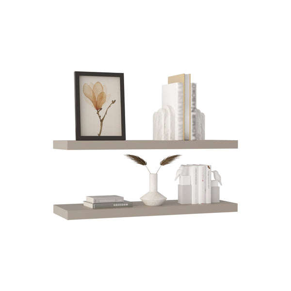English Elm Ecco Floating Shelves Set of 2 — 31.5" Sleek Hidden-Bracket Display Shelves for Books & Decor taupe 32 L x 11 W x 4 H B070P234344