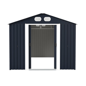 English Elm Campcraft 8x12 Outdoor Metal Storage Shed Lockable Weatherproof Backyard Tool House Dark Gray W1598S00042