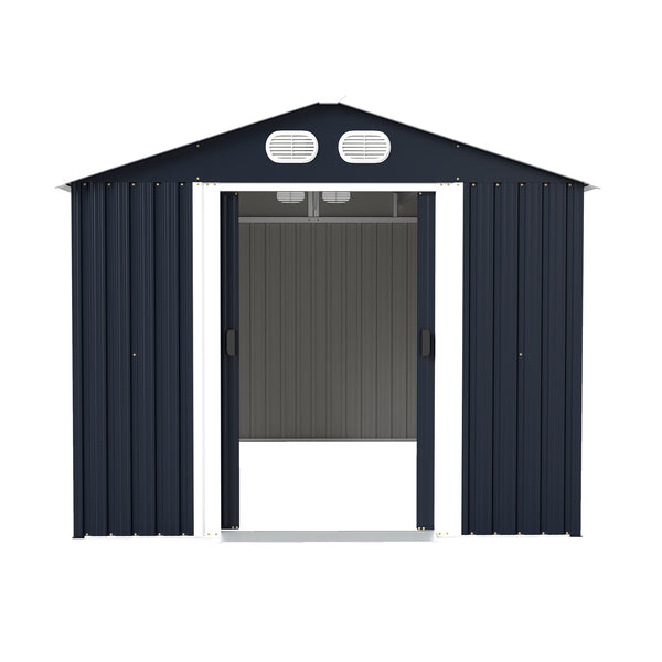 English Elm Campcraft 8x12 Outdoor Metal Storage Shed Lockable Weatherproof Backyard Tool House Dark Gray W1598S00042