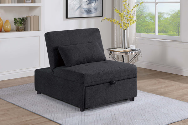 English Elm Contemporary Black Sherpa Sleeper Sofa Chair with Tufted Seat, Pull-Out Bed, Pillow Included, Armless B011P367881