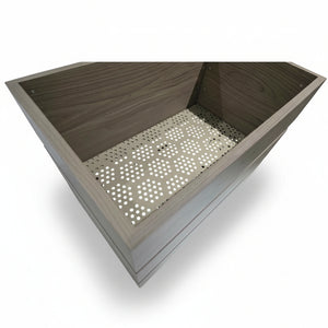 English Elm Rectanglar Terrace Tall Planter Aluminum Wood-tone Outdoor Patio Garden Pot Ash Brown B2755P462209