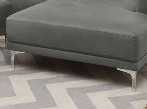 English Elm Left Facing Sofa Antique Grey Breathable Leatherette Sectional with Wide Chaise, Metal Legs, Modern Comfort pillows included B011S01065