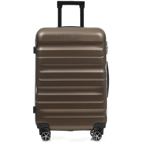 English Elm Hardshell Abs Four Piece Luggage Set with Spinner Wheels Tsa Lock Packing Cubes Brown N730P262653G