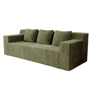 English Elm 71" Corduroy Tufted Loveseat with Deep Seat and Curved Back for Compact Living Spaces Antique Green W5571P440912