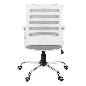 English Elm Office Mid-Back Chair with Breathable Mesh, Ergonomic Curved Support, Padded Wide Seat, Swivel and Height Adjust White 26 L x 13 W x 24 H B2710P219653