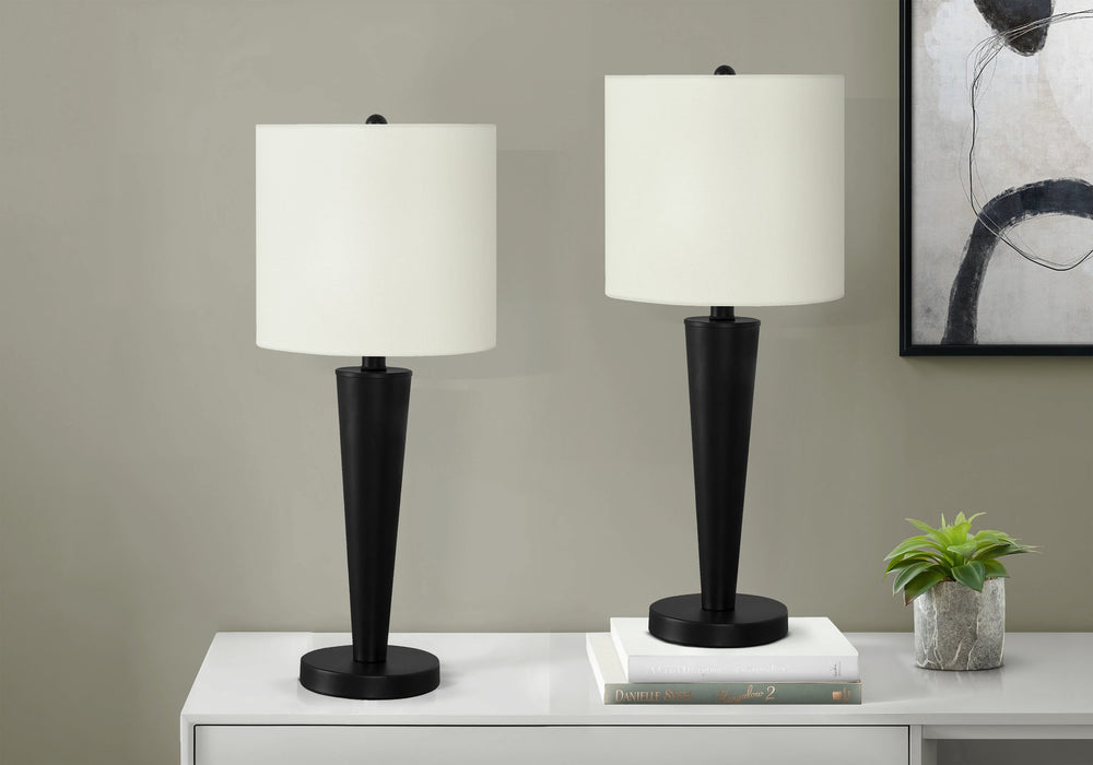 English Elm Lighting, Set of 2 Black Metal Table Lamps Usb Port Ivory Linen Shade Bedside Pair B2710P220104