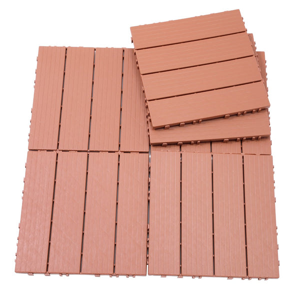 English Elm Plastic Interlocking Deck Tiles Hardwood Look Waterproof Patio Pool Outdoor 44 Sqft W2882P204558