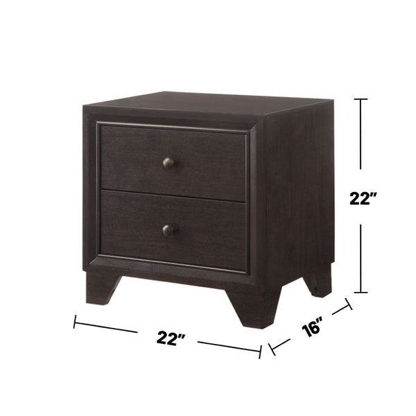 English Elm Wooden Nightstand With 2 Spacious Drawers In Rich Espresso Finish - Timeless Style & Functionality B016P252964-GIGA
