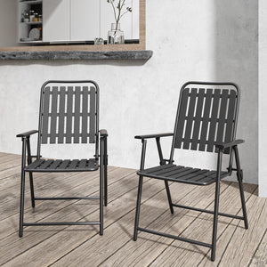 English Elm Brown Folding Patio Chair Set of 2 Wpc Slat Steel Frame Outdoor Seating 350lb W3979P392931
