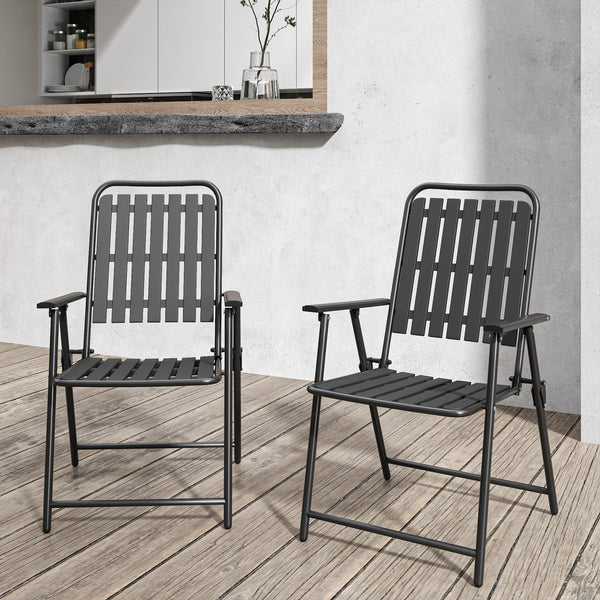 English Elm Brown Folding Patio Chair Set of 2 Wpc Slat Steel Frame Outdoor Seating 350lb W3979P392931