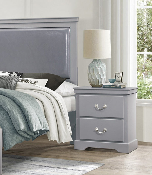 English Elm 1pc Classic Seabright Nightstand with Two Drawers, Satin Nickel Pulls, Versatile Painted Finish Gray 24.25 L x 18.25 W x 28.5 H B011P233734