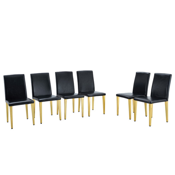 English Elm Set Of 4 Modern Black Pu Leather Backrest Chairs With Gold Metal Legs For Stylish Home Decor W3226P279074-GIGA