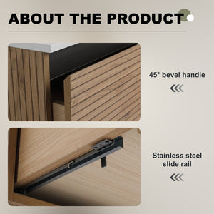 English Elm 30'' Floating Wall Mounted Bathroom Vanity Plywood Build with Soft Close Drawer W999P285410