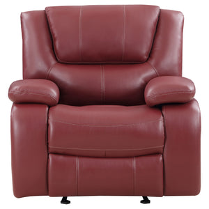 English Elm Elodie Crimson 3-Piece Reclining Sofa Set with Faux Leather, Plush Cushions & Pillowtop Arms B062S01124