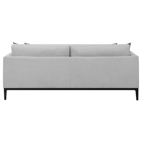 English Elm Montauk Light Grey Cushion Back Sofa with Pillows — Solid Wood Frame, Ergonomic Track Arms, Pain-Relief Support B062P357801