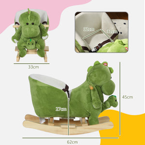 English Elm Qaba Plush Dinosaur Toddler Rocker with 32 Songs Hand Puppet and Safe Wooden Base W2225P249743