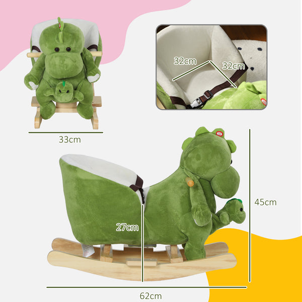 English Elm Qaba Plush Dinosaur Toddler Rocker with 32 Songs Hand Puppet and Safe Wooden Base W2225P249743