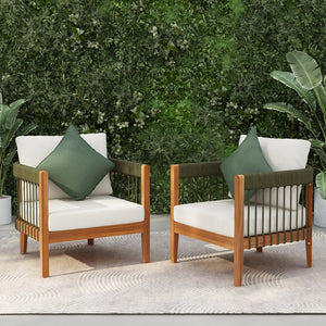 English Elm Christopher Knight Home® - [Set Of 2] Acacia Wood Boho Outdoor Club Chairs With Water-Resistant Cushions For Cozy Lounging N767P265743A_2
