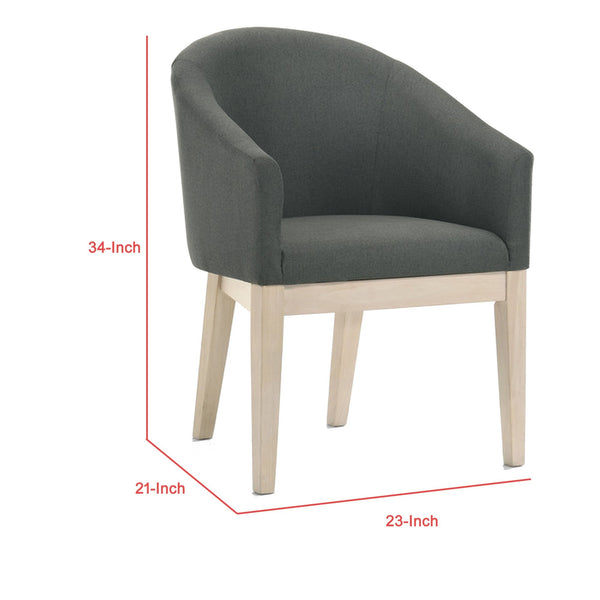 English Elm 23 Inch Pair of Upholstered Accent Chairs Natural Wood Legs Curved Back Living Room B056P416832