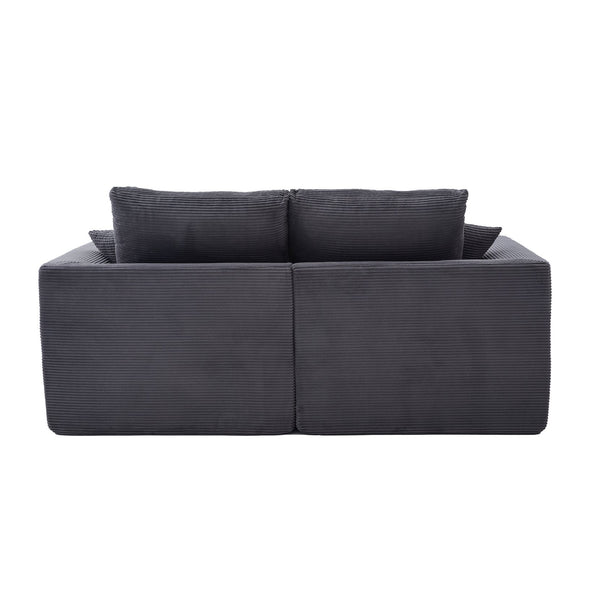 English Elm UNITED Cloud Couch Modular Sectional Sofa with Corduroy Cover, Ergonomic 2-Seater, No Assembly Needed Dark Gray W1568P371127