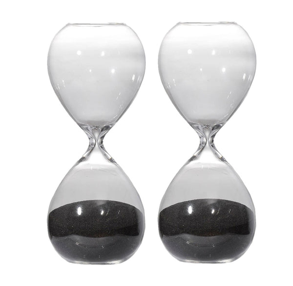 English Elm Set Of 2 Ferdinand 30-Minute Hourglasses - Elegant Black Sand Timers For Stylish Home Decor W2078P278142-GIGA