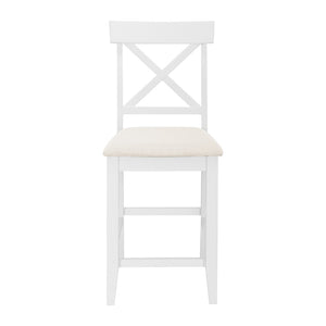 English Elm Topmax 5-Piece Farmhouse Counter Height Dining Set With Storage Shelves & Upholstered Chairs, White N717S000141K-GIGA