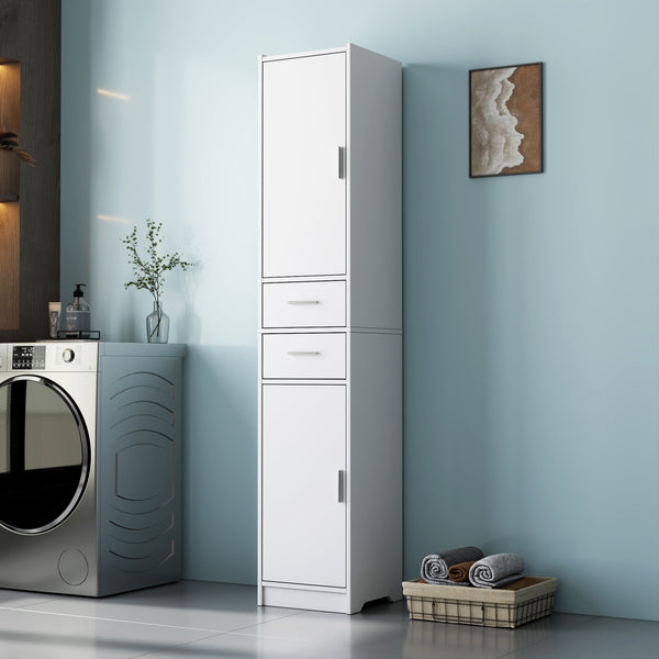 English Elm 70.87" Tall Bathroom Cabinet with 2 Doors & Drawers, Slim Vertical Storage w/ Adjustable Shelves for Home W331P365119