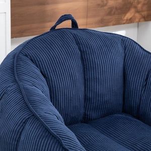 English Elm Giant Corduroy Bean Bag with Armrests Shredded Foam Lounge Chair for Living Room Dark Blue W2200P442629