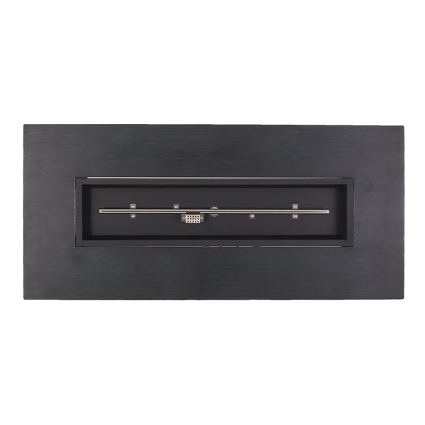 English Elm Outdoor Rectangular Iron Fire Pit 50000 Btu Propane Patio Heater Modern Black N772P404968B