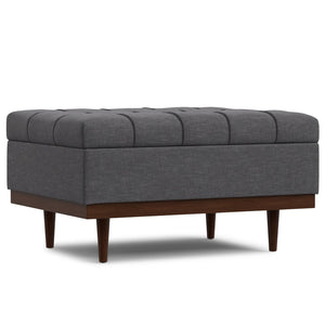 English Elm Mariah Tufted Storage Ottoman Coffee Table with Lift-Up Lid, Vegan Leather, Walnut Base, Multipurpose Seating Gray B136P252696