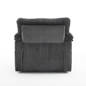 English Elm 33 Inch Oversized Swivel Corduroy Lounge Chair with Plush Chenille Cushioning and Support Springs Grey W1829P265016