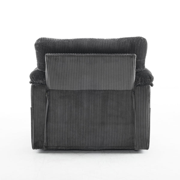 English Elm 33 Inch Oversized Swivel Corduroy Lounge Chair with Plush Chenille Cushioning and Support Springs Grey W1829P265016