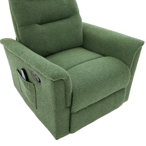 English Elm Manual Recliner Swivel Rocker Boucle Chair with 8-point Massage for Nursery or Living Room Green N763P363763F