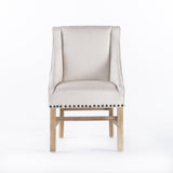 Hearth and Haven Fabric Dining Chair with Nailhead Accents and Sloped Arms, Linen 57371.00