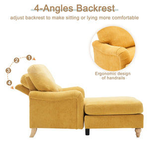 English Elm Modern Mid-Century Oversized Chaise Lounger Sofa Bed with Solid Wood Legs, Deep Seat Comfort Sleeper Yellow W2363S00069