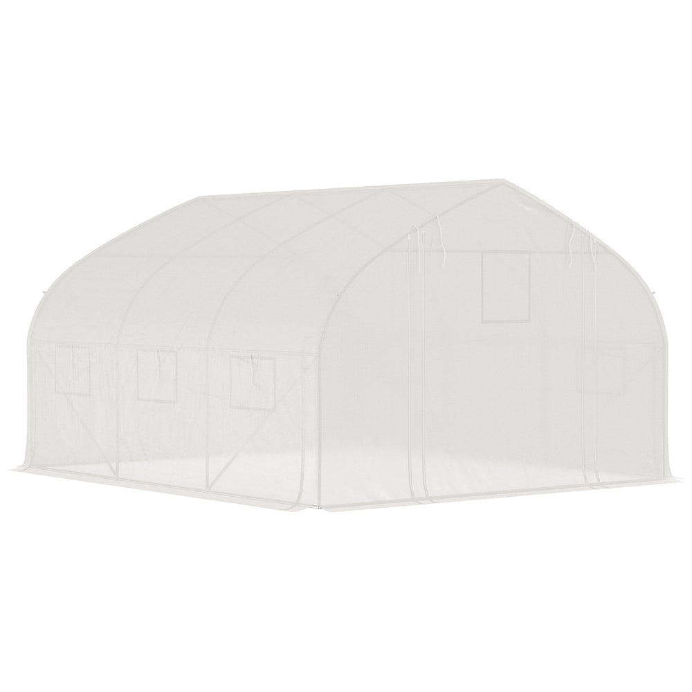 English Elm Outsunny Walk-in Tunnel Greenhouse Steel Frame Pe Cover Ventilated Garden Hot House W2225P217793