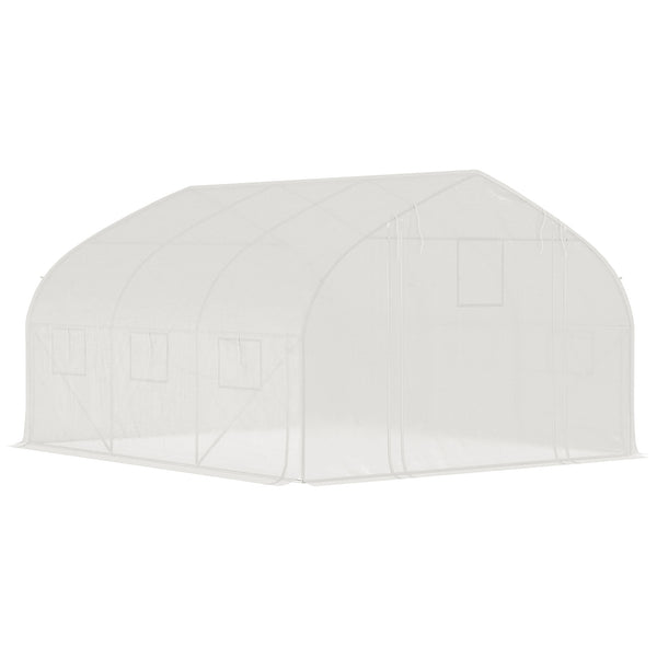 English Elm Outsunny Walk-in Tunnel Greenhouse Steel Frame Pe Cover Ventilated Garden Hot House W2225P217793