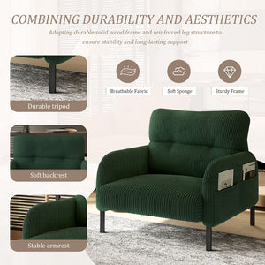 English Elm United We Win Corduroy Accent Chair Wide Seat Foam Cushion Living Room Lounge Emerald W1568P386163